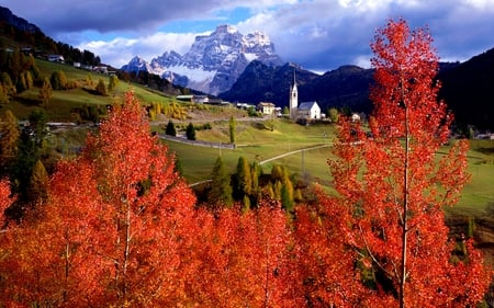 FRAMED LANDSCAPE - fields, autumn, hills, trees, italy, roads, mountains, wallpaper, buildings, plants, nature, village, architecture, new