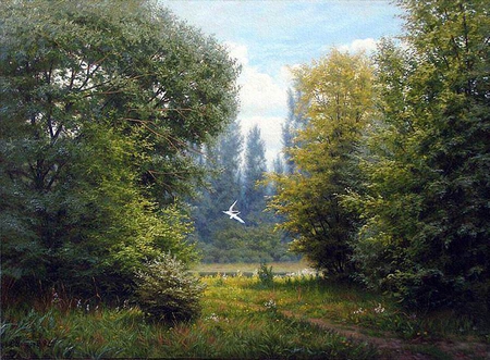 Filaretov AM summer denechek - nature, paintimg, filaretov am summer denechek, art, tree