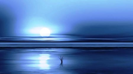 Blue Fantasia - fantasy, water, blue, ocean, sun