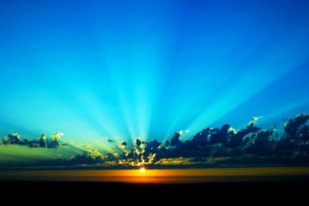 Blueray Sunset - yellow, blue, florida, sunrays, sunset