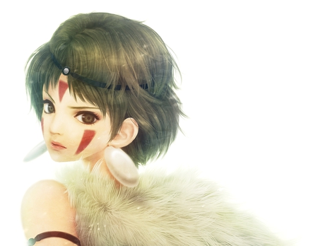 Princess  Mononoke - fantasy, anime, girl, cute, butterfly, cool