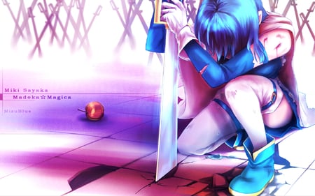 Miki Sayaka Warrior - madoka, beauty, wall, new, miki, tv show, anime