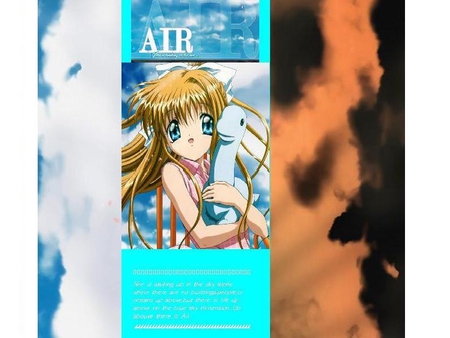 Air Poem - clouds, anime, air, poem, dinosoaur plushie, sky, misuzu