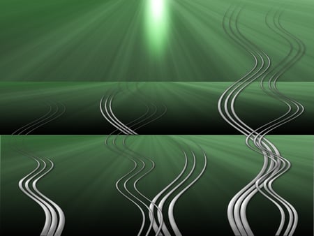 Steam - white, beam, light, layers, abstract, waves, green