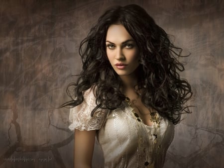 Megan Fox - female, girl, people, hair, megan, model, fox, person, pretty, brunette, shadow