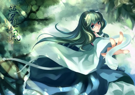 Sanae Kochiya - sanae kochiya, touhou, dress, girl, cute, long hair, green hair