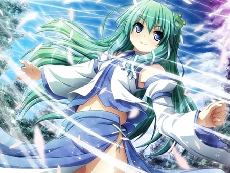 Sanae Kochiya - sanae kochiya, touhou, dress, girl, long hair, green hair