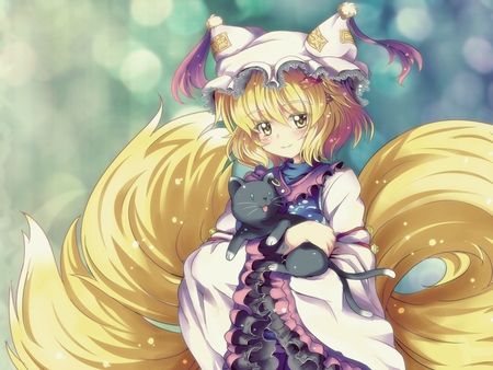 Ran Yakumo - hat, dress, girl, blonde hair, shikigami, short hair, ran yakumo, touhou, cute