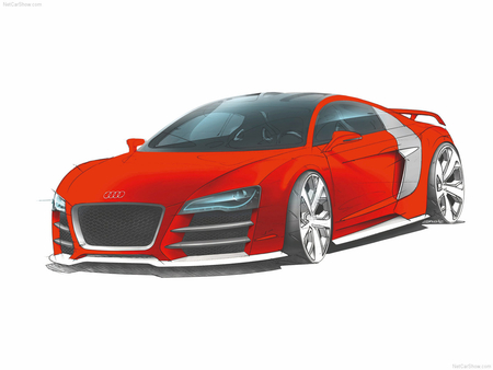 Audi R8 (The Sketch) - audi, r8, art, red