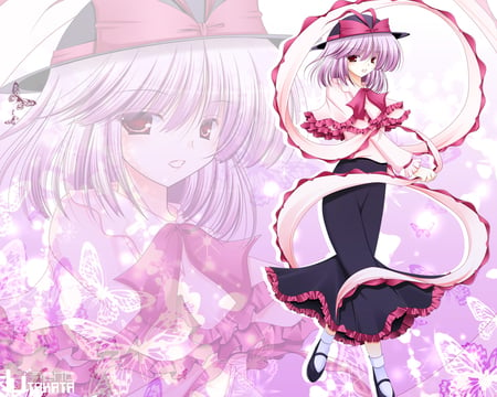 Iku Nagae - hat, short hair, purle hair, touhou, iku nagae, dress, girl, cute