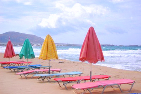 Sunday afternoon - clouds, relax, blue, beach, colors, ocean, sky, lounge chairs, umbrellas