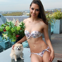 Sexy young girl and her dogs