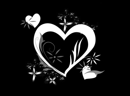 Abstract - black, white, love, wallpaper, hearts