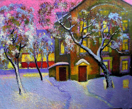 Schepalin A. Good morning - garden, winter, schepalin a, painting, art