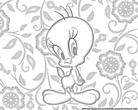 tweety - tweety, black, white, cartoon