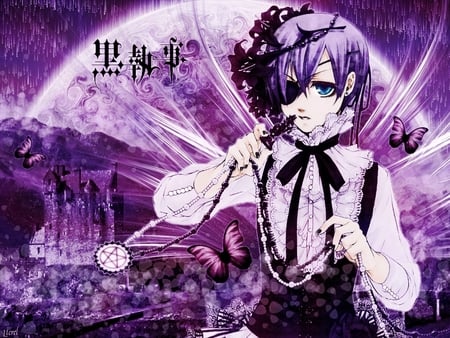 King of the Castle - ciel, anime, kuroshitsuji, gothic, dark, boy, contract, faustian, chess, rosary, castle