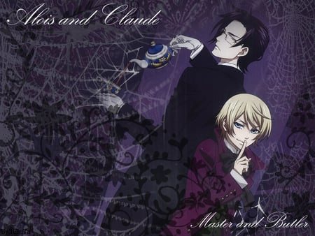 Entangled Secret - hush, claude, tea, spider, alois, gothic, web, purple, kuroshitsuji, secret, anime, master, butler