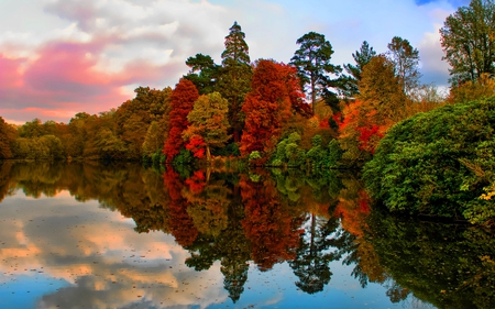 BEAUTIFUL AUTUMN - nature, lake, autumn, reflection, park