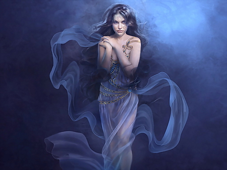 Blue Lady - woman, abstract, lady, blue, fantasy