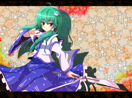 Sanae Kochiya - touhou, girl, sanae kochiya, long hair, green hair, cute, dress