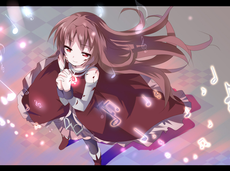 I'll be there - blood, anime, dress, girl, cool, long hair, pray, red eyes, red hair, mahou shoujo madoka magica, smile, mishima kurone, sakura kyouko