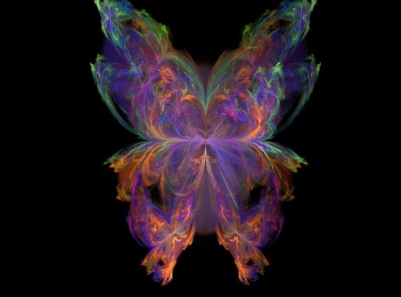 Elusive Butterfly - bright, fractal, vibrant, fractals, purple, butterfly, blue, green