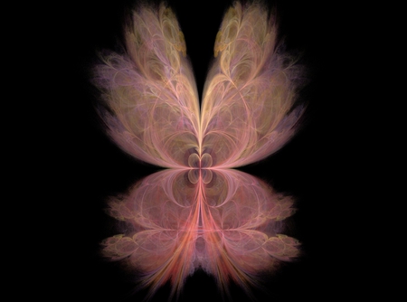 Fantasy Butterfly - fractal, fractals, butterfly, pink, orange