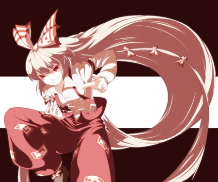 Fujiwara no Mokou - touhou, dress, girl, long hair, fujiwara no mokou, ribbons