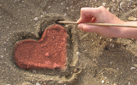 Sand Heart - sand, other, heart, red