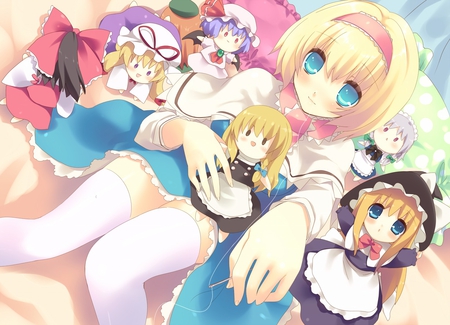 Alice Margatroid - short hair, touhou, dress, girl, cute, blonde hair, dolls, alice margatroid