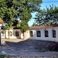 In front of the church