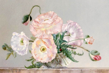 Cecil Kennedy - painting, bouqurt, art, pink, cecil kennedy, flower