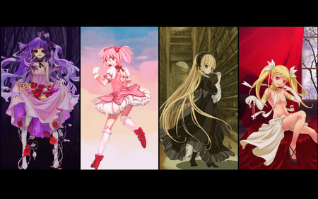 touhou - vampire, girls, madoka, shiki, yelow hair, colors, long hair