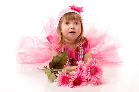 Little Pink Princess - dressed, flowers, girl, little, pink