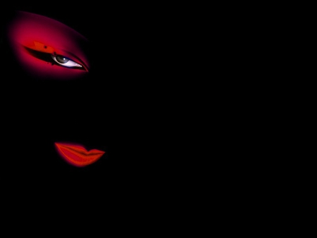 Red Eye Black Stare - mouth, abstract, black, fantasy, red, eye, 3d