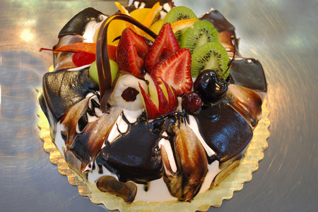 Fruit Chocolate Cake - chocolate, strawberry, apple, kiwi