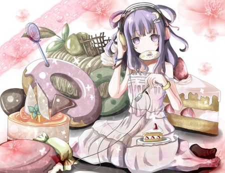 patchouli knowledge - candy, cake, touhou, strawberry, cute