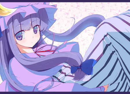 Patchouli Knowledge - hat, touhou, dress, girl, long hair, purple hair, patchouli knowledge