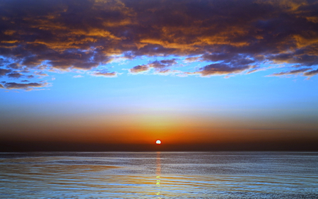 Sunrise over the sea - clouds, sun, over, sunrise, sea