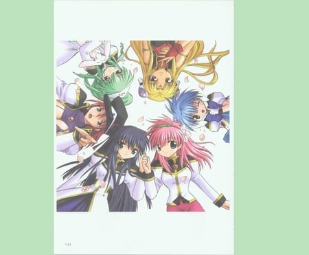 Galaxy Angel Circle - anime, milfeulle, ranpha, galaxy angel, vanilla, chitose, mint, forte, green peppermint