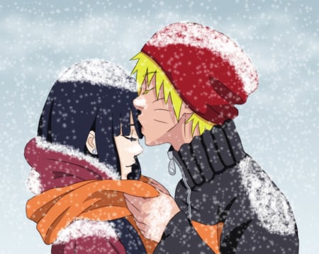 naruto and hinata - ciel, hinata, blue, yelow hair, naruto, black hair, nice, blush