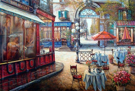 Vadim Suljakov - painting, art, vadim suljakov, chair, terrace, table