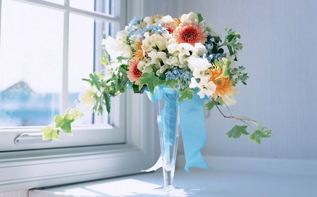 Beautiful Flowers - white, windows, sky, beautiful, flowers