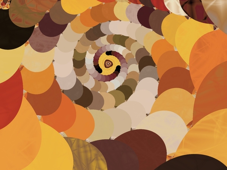 Round and down - fractal, abstract, fractals, brown, yellow, orange