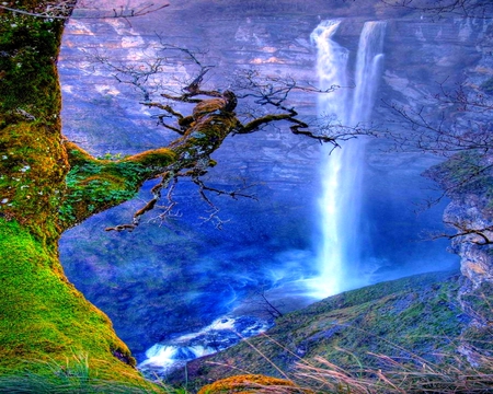 BEAUTIFUL FALLS - waterfalls, trees, mountain, beautiful