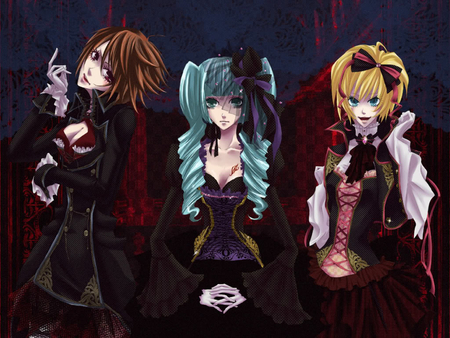 Gothic Vocaloid - blood, vocaloid, yori, blue, ryuu, long, dark, rin, straights, red, blond, short, version, ryuu no naku hakoniwa yori version, gothic, hair, goth, miku, hakoniwa, no, vocaloids, gloves, naku