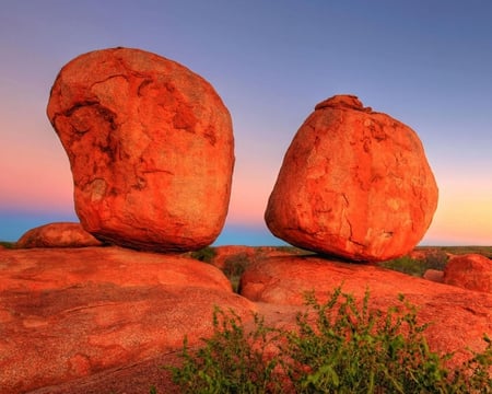 Devil's Marbles Australia - nature, boulders, rock, orange, mountain, sky, canyon, australia