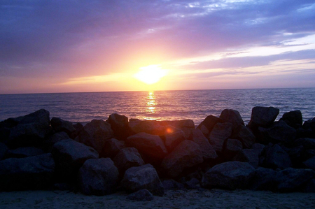 Sunset - sunsets, nature, sky, rocks