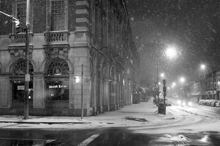 The white city - beatiful, snowing, snow white, black and white, city