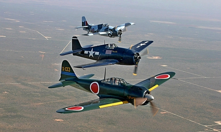 Vintage Flight - wildcat, bearcat, zero, grumman, fm-2, ww2, mitsubishi, fm2, f8f, wwii